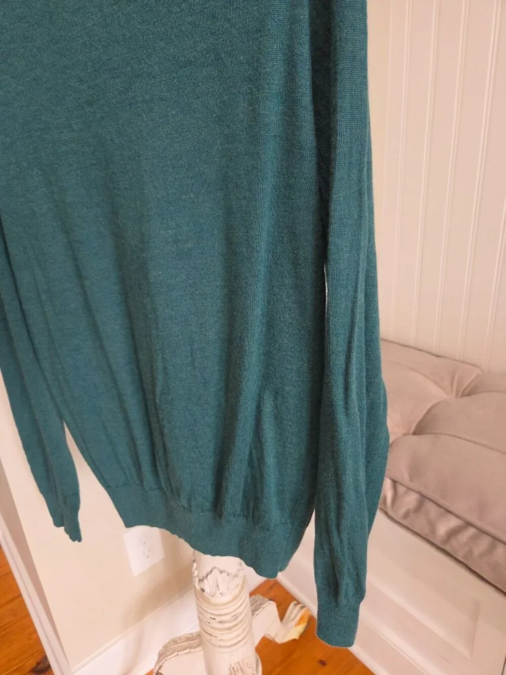 Men’s Jos. A. Bank Travelers Large Merino Wool V-Neck Pullover Sweater Green